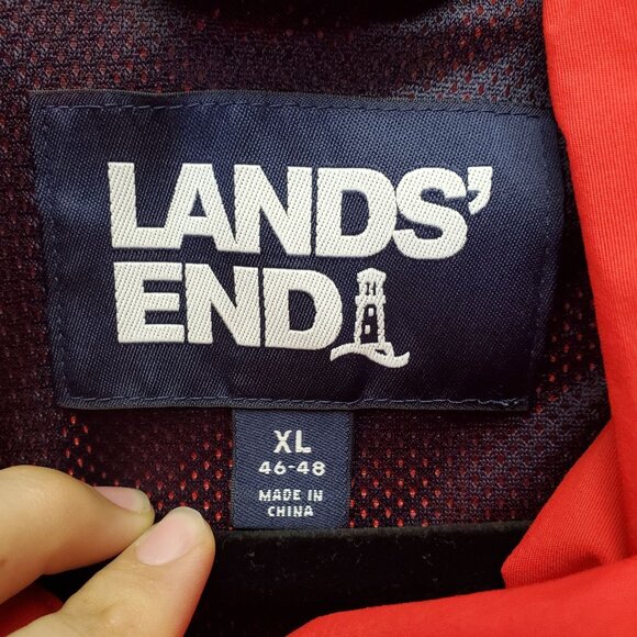 Lands End Jacket Mens XL Red Zip-Up Nylon Mesh Lined Windbreaker Gorpcore - Picture 2 of 9